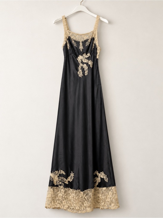 Nasty Gal Dresses & Skirts - Nasty Gal Black Maxi Slip Dress with Champagne Lace Trim